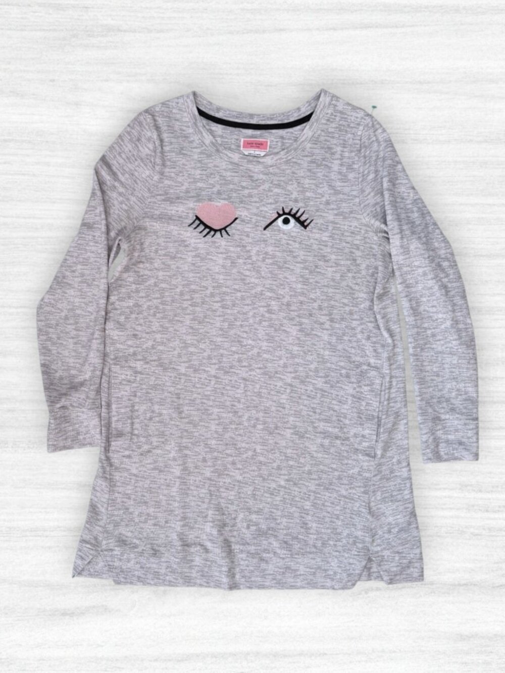 Kate Spade New York Sleep Shirt Tunic Gray Wink Eye Graphic Lounge Top Dress S